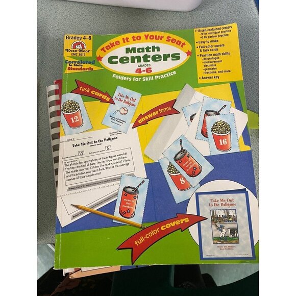 Math Centers Evan Moor Take it to Your Seat Teacher Resource workbook - Picture 1 of 1